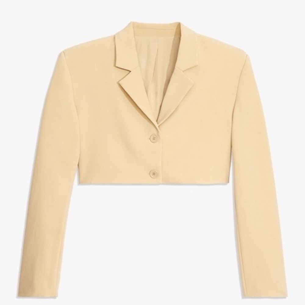 WeWoreWhat Cropped Blazer in Pale Yellow